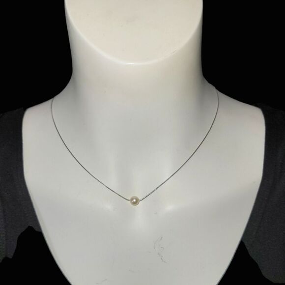 Sterling Silver Chain with one Pearl  10" Long - Picture 1 of 7